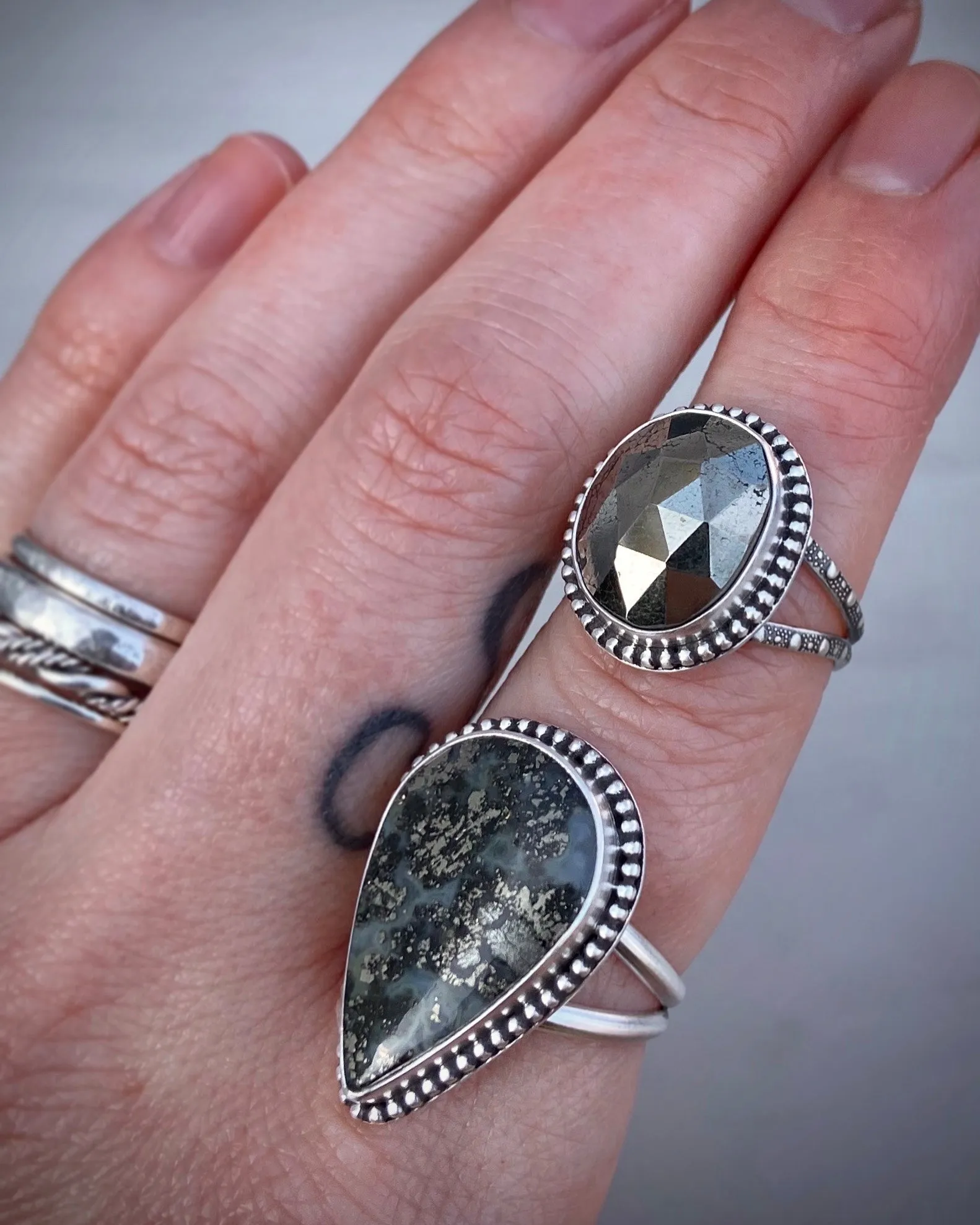 Faceted Pyrite Ring