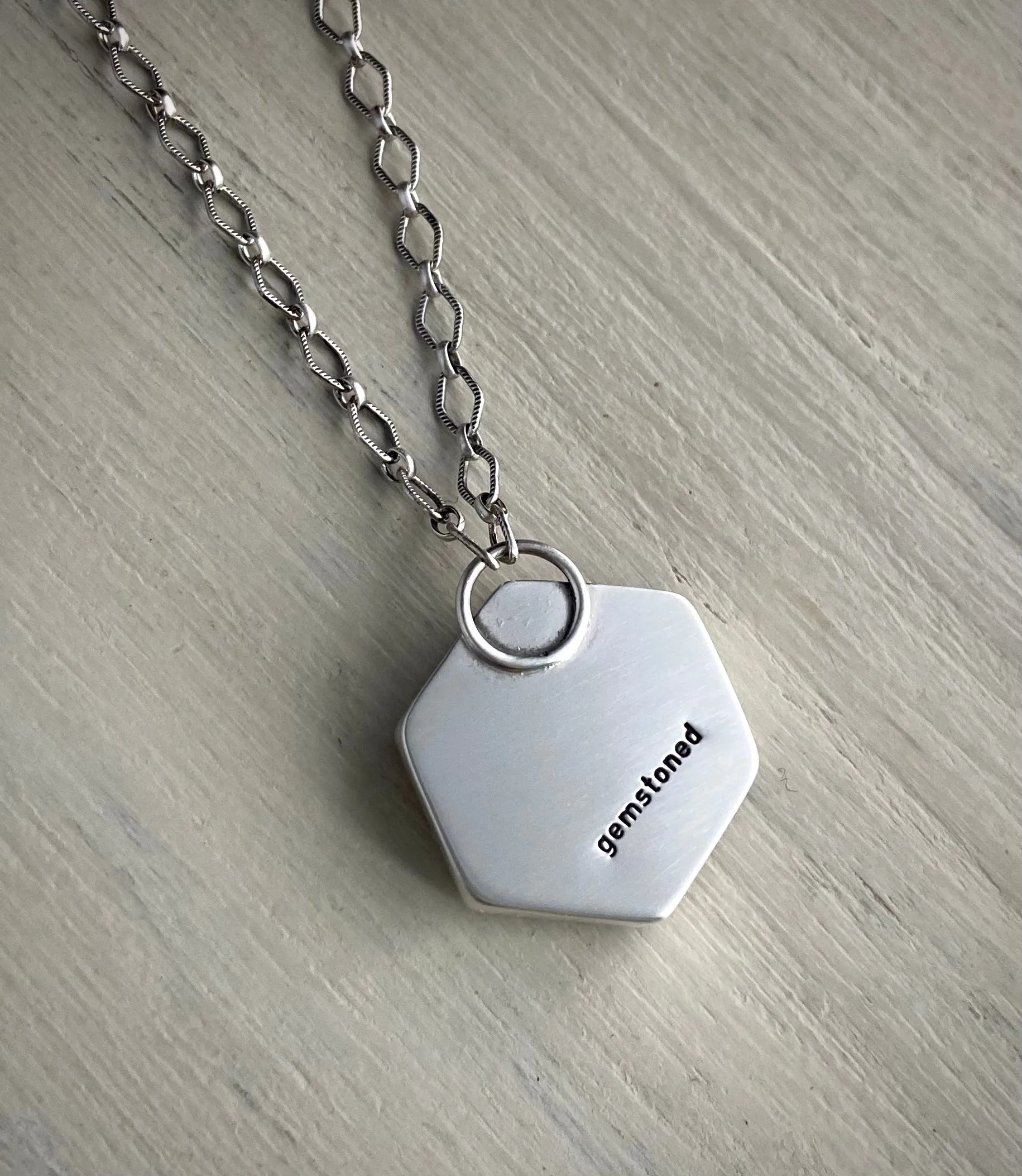 Faceted Rose Quartz Hexagon Necklace