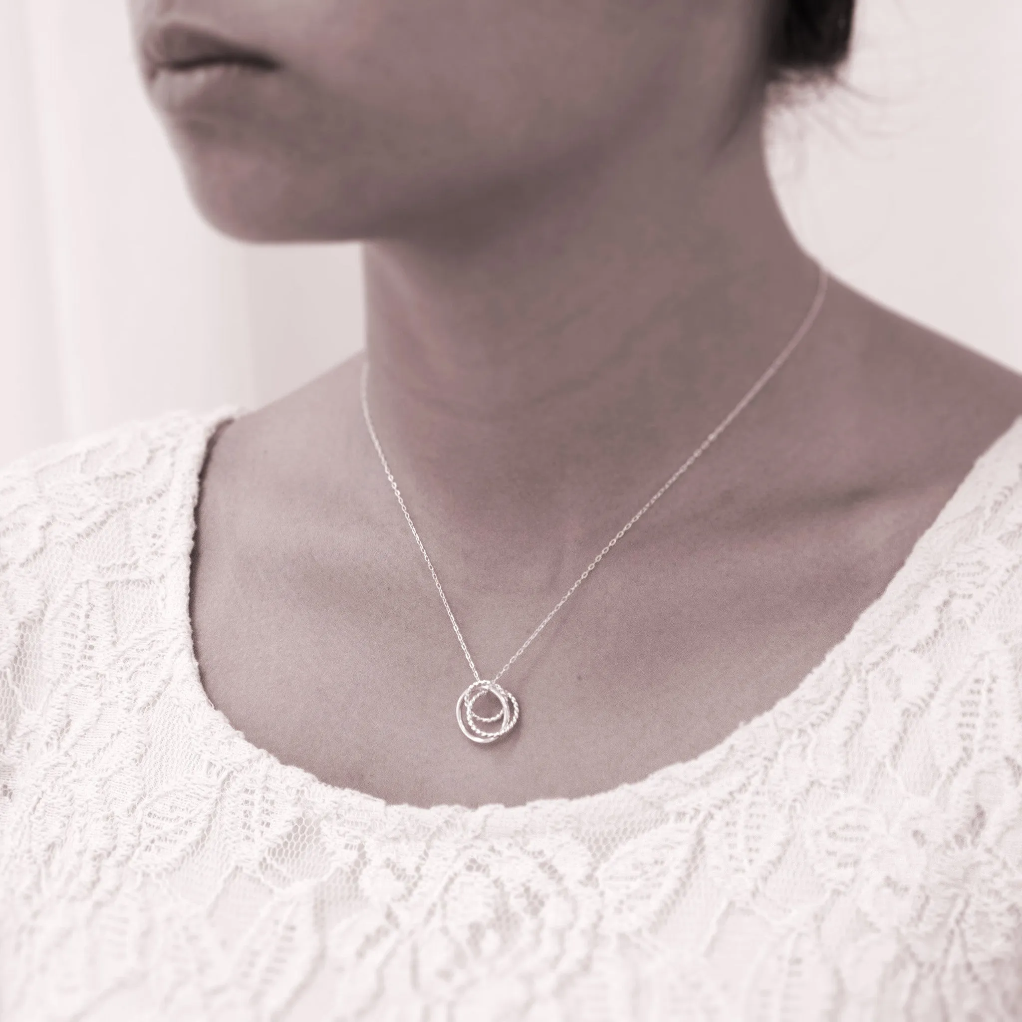 Family of Three PERSONALIZED Interlocking Sterling Silver Necklace by Ornata