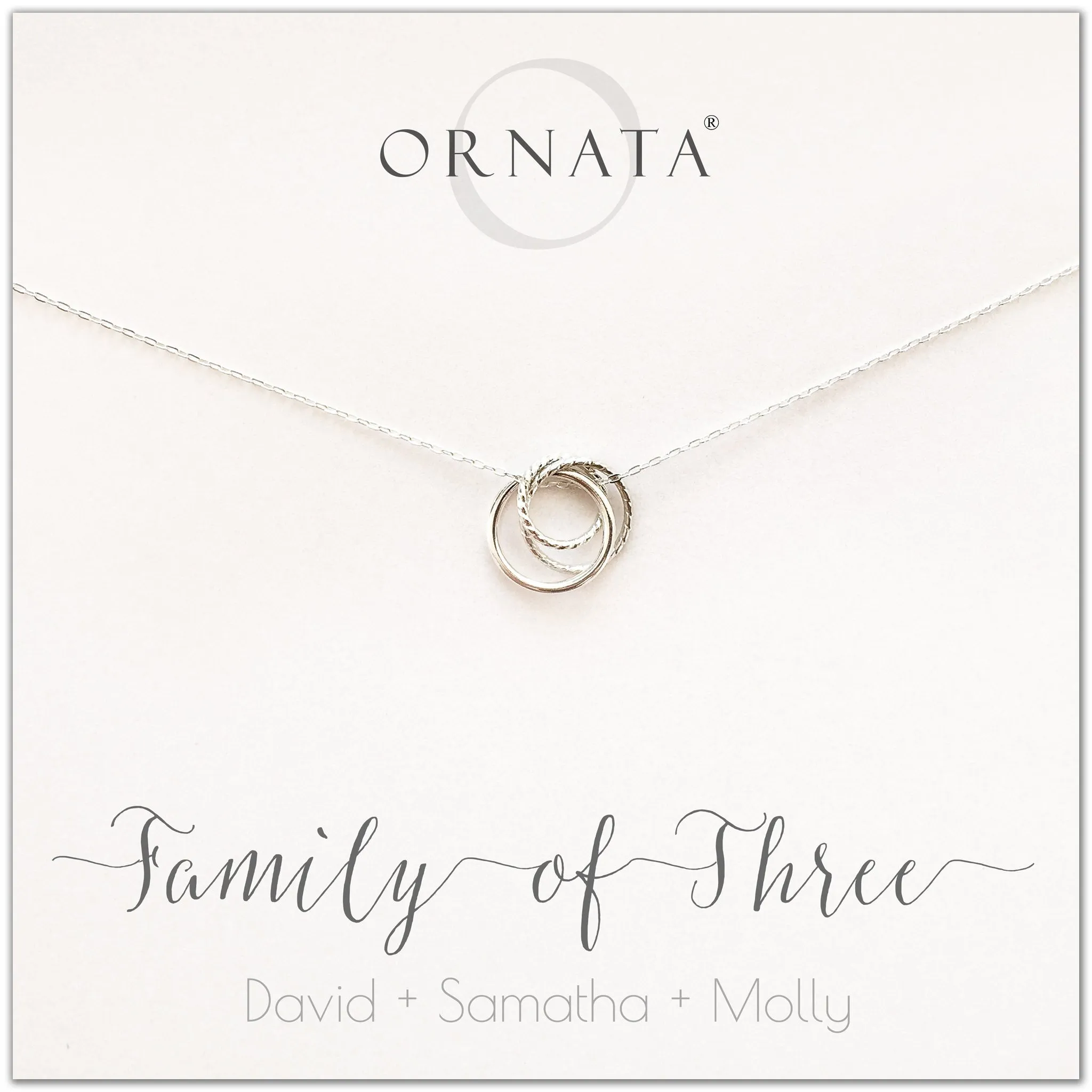 Family of Three PERSONALIZED Interlocking Sterling Silver Necklace by Ornata