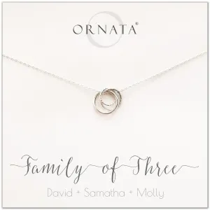 Family of Three PERSONALIZED Interlocking Sterling Silver Necklace by Ornata