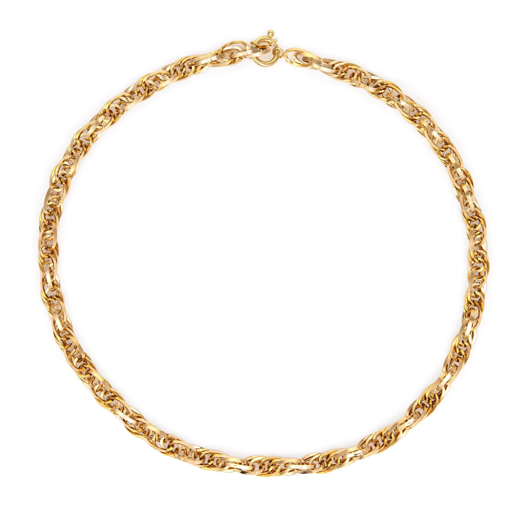 Fancy Link Necklace Vintage 14k Yellow Gold 17.5" Length Oval Links Estate