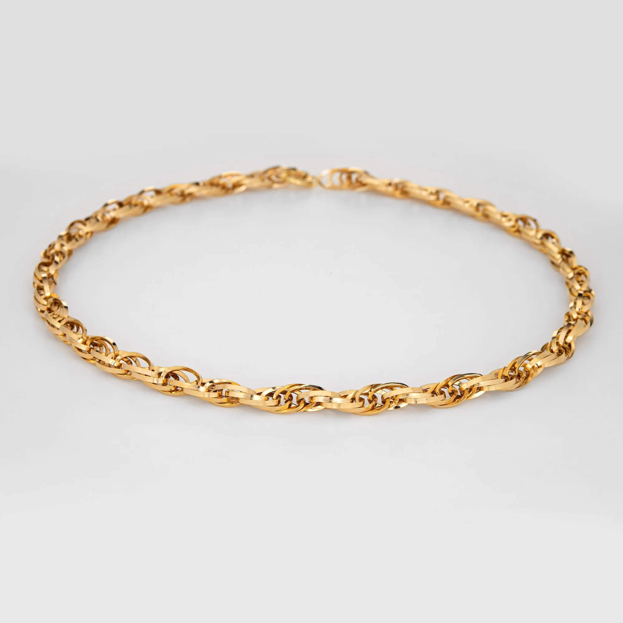 Fancy Link Necklace Vintage 14k Yellow Gold 17.5" Length Oval Links Estate