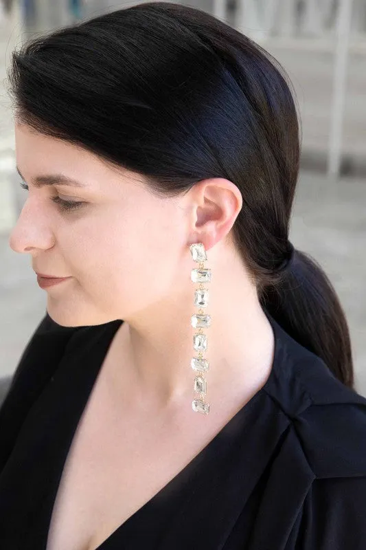 Faux Diamond Long Dangle Earrings 5"