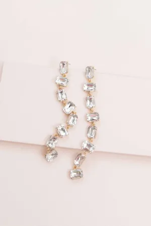 Faux Diamond Long Dangle Earrings 5"