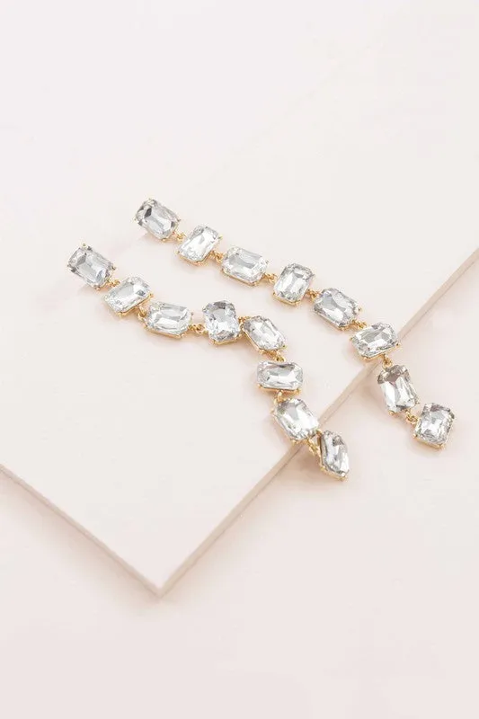 Faux Diamond Long Dangle Earrings 5"