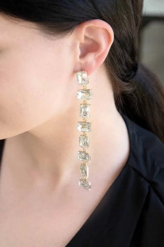 Faux Diamond Long Dangle Earrings 5"