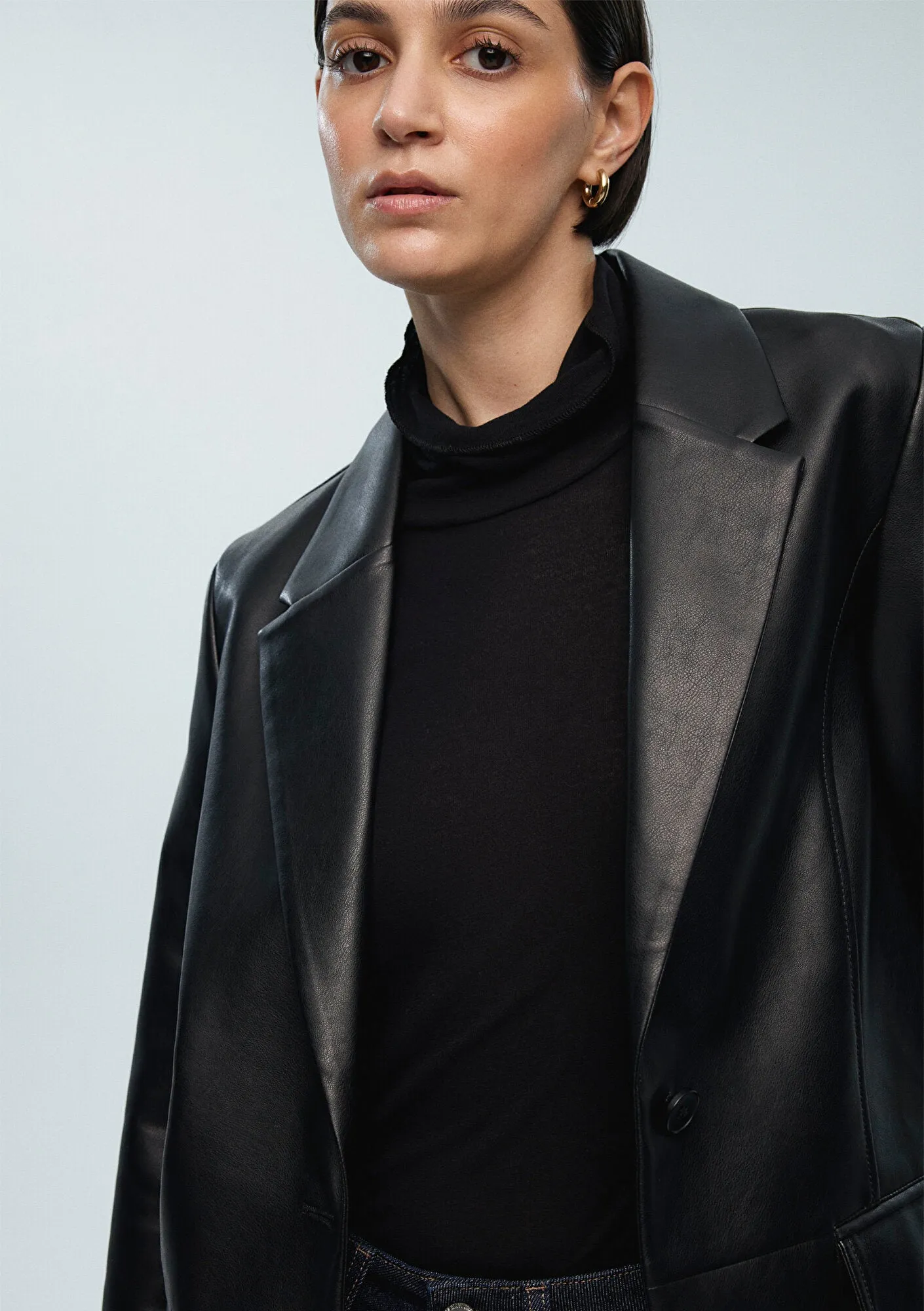 Faux Leather Blazer