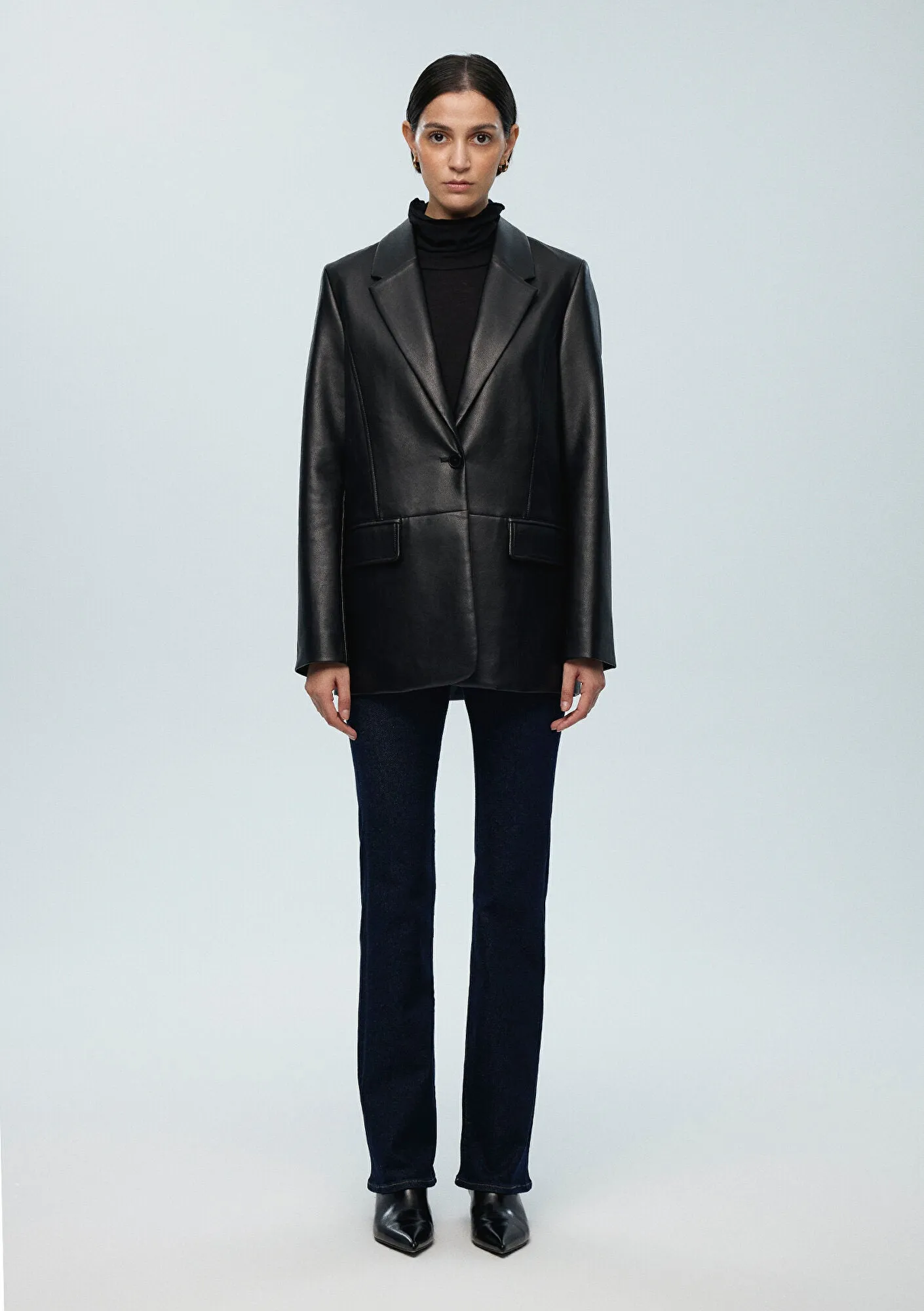 Faux Leather Blazer