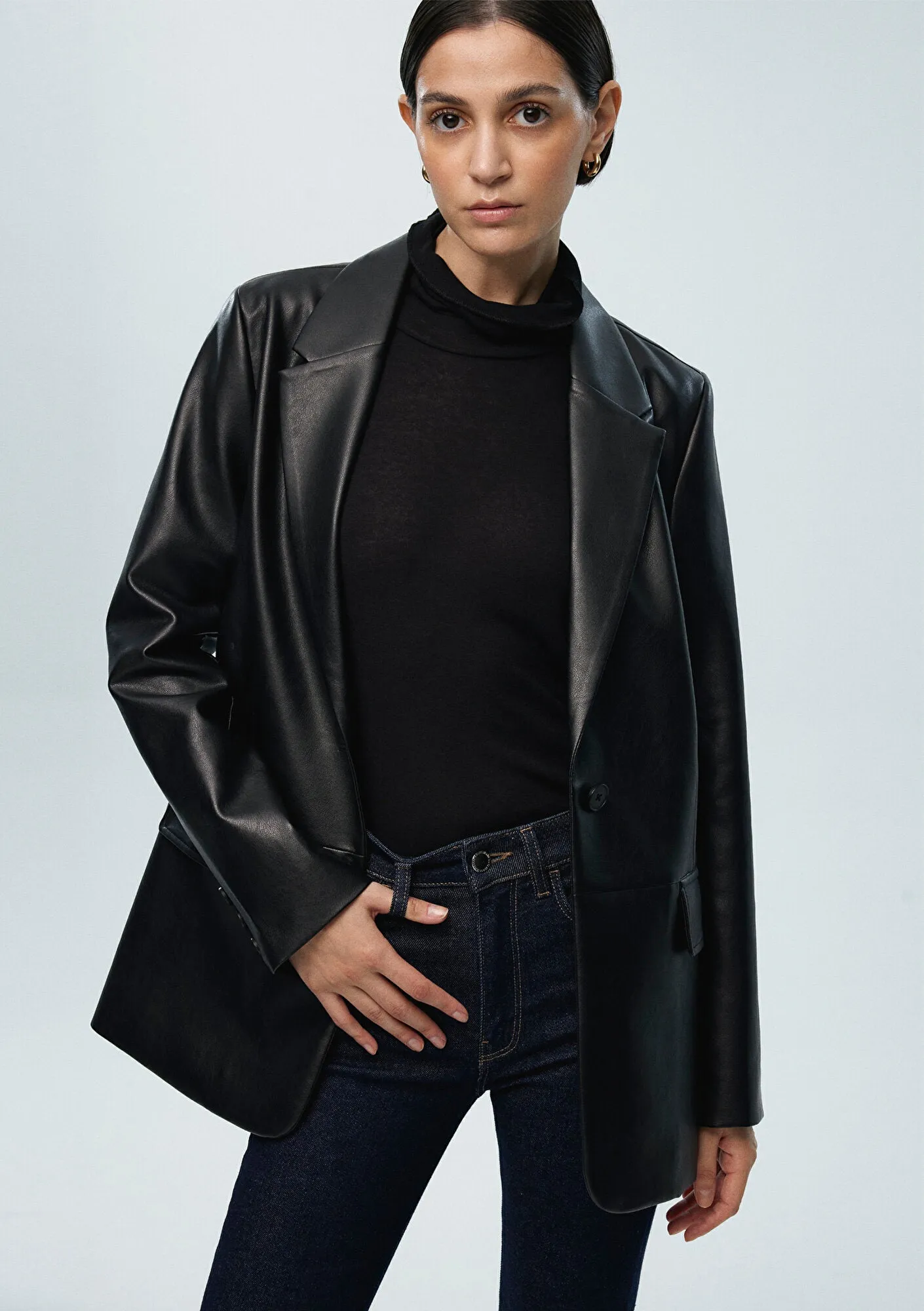 Faux Leather Blazer