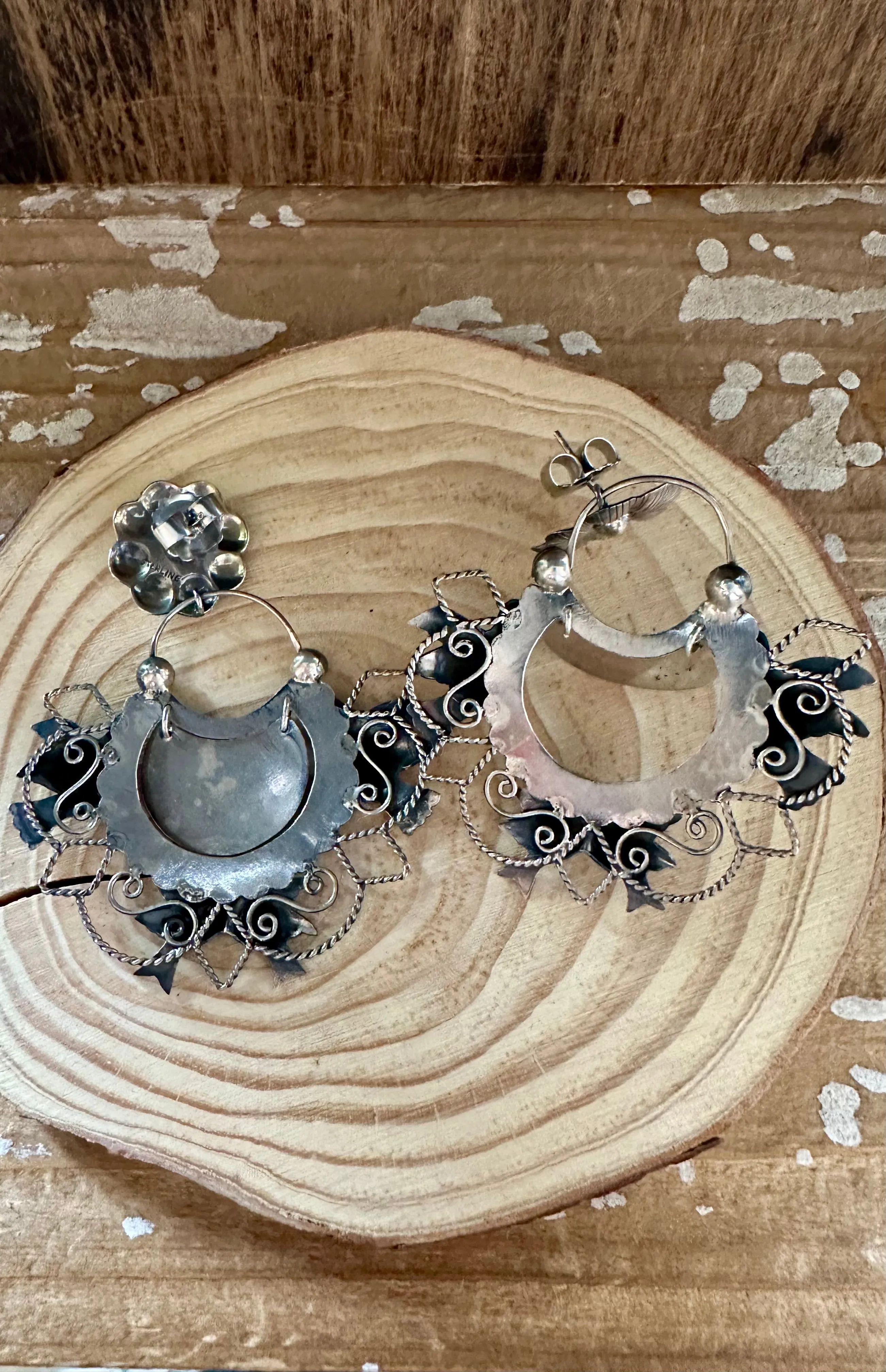 FEDERICO FLOWER LOVEBIRDS Mexican Sterling Silver Stud Earrings
