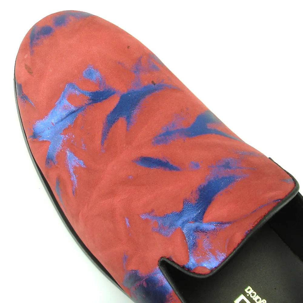 FI-7367 Red Blue Leather Slip on Loafer Fiesso by Aurelio Garcia