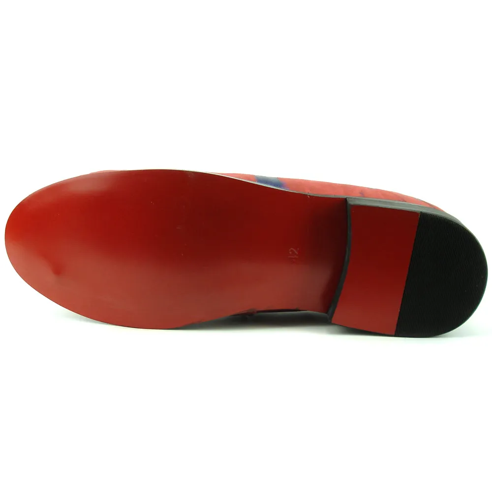 FI-7367 Red Blue Leather Slip on Loafer Fiesso by Aurelio Garcia