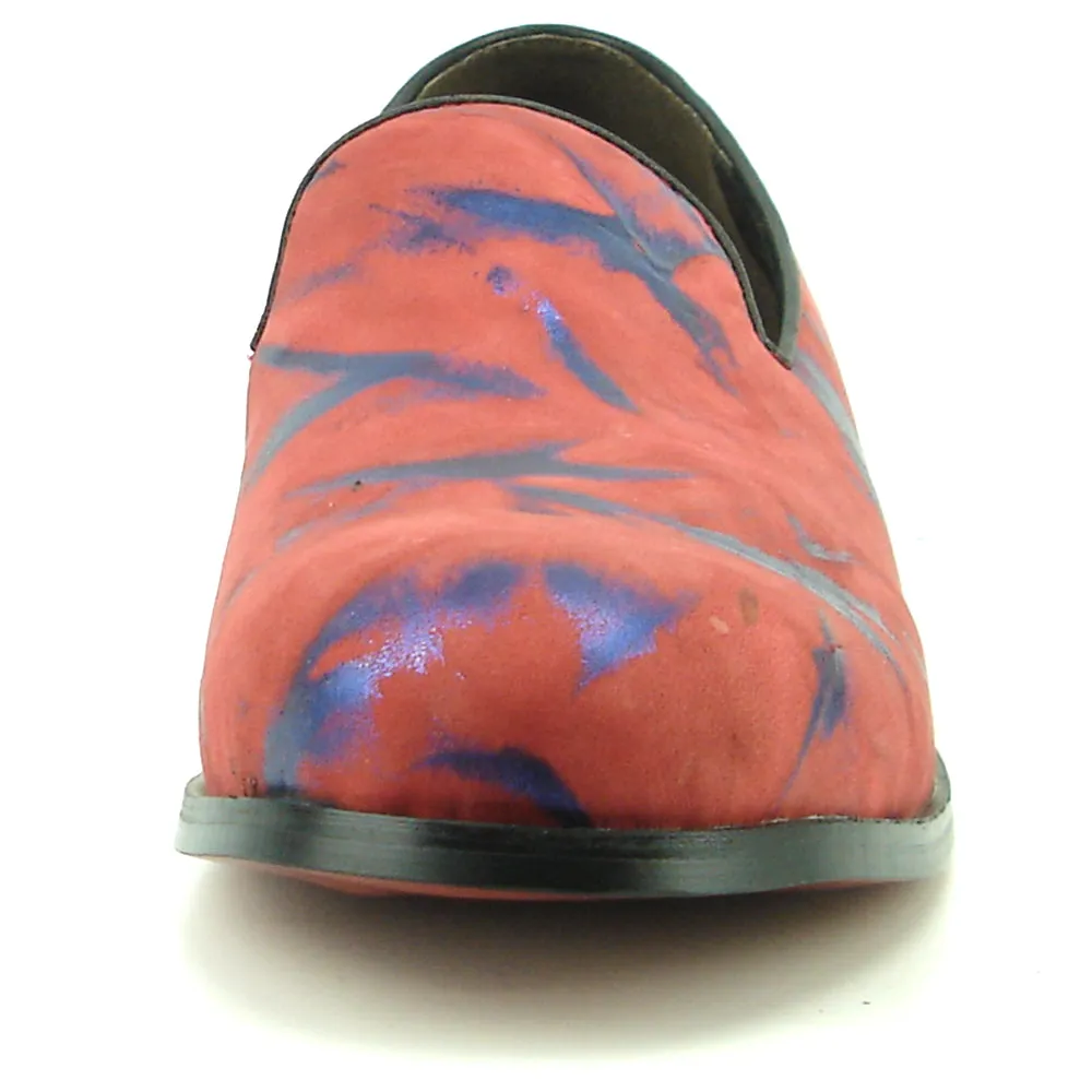 FI-7367 Red Blue Leather Slip on Loafer Fiesso by Aurelio Garcia
