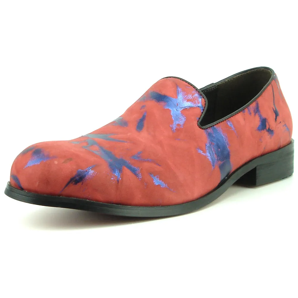 FI-7367 Red Blue Leather Slip on Loafer Fiesso by Aurelio Garcia