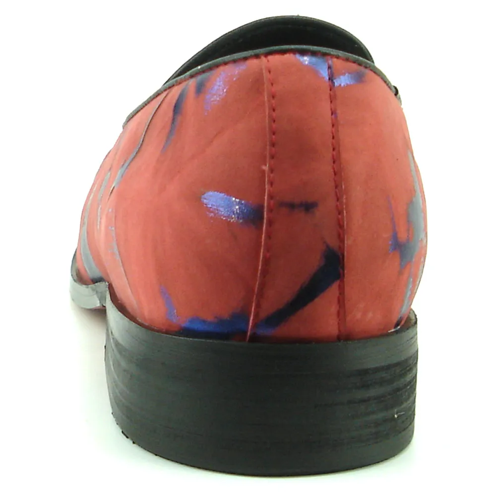 FI-7367 Red Blue Leather Slip on Loafer Fiesso by Aurelio Garcia