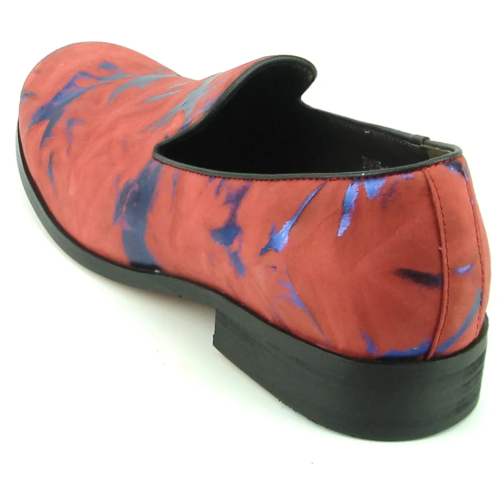 FI-7367 Red Blue Leather Slip on Loafer Fiesso by Aurelio Garcia