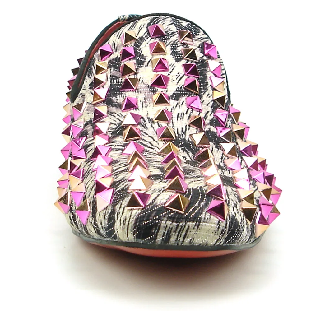 FI-7496 Multi Color Spikes Slip on Loafer Fiesso by Aurelio Garcia