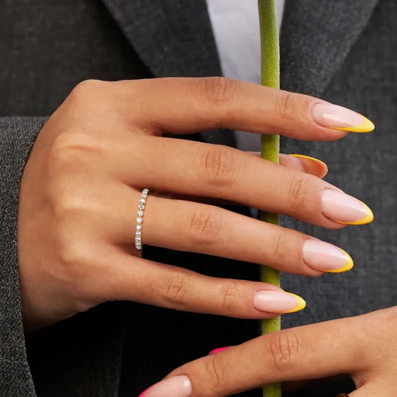 Floating Bubble Prong Set Moissanite Stackable Eternity Ring