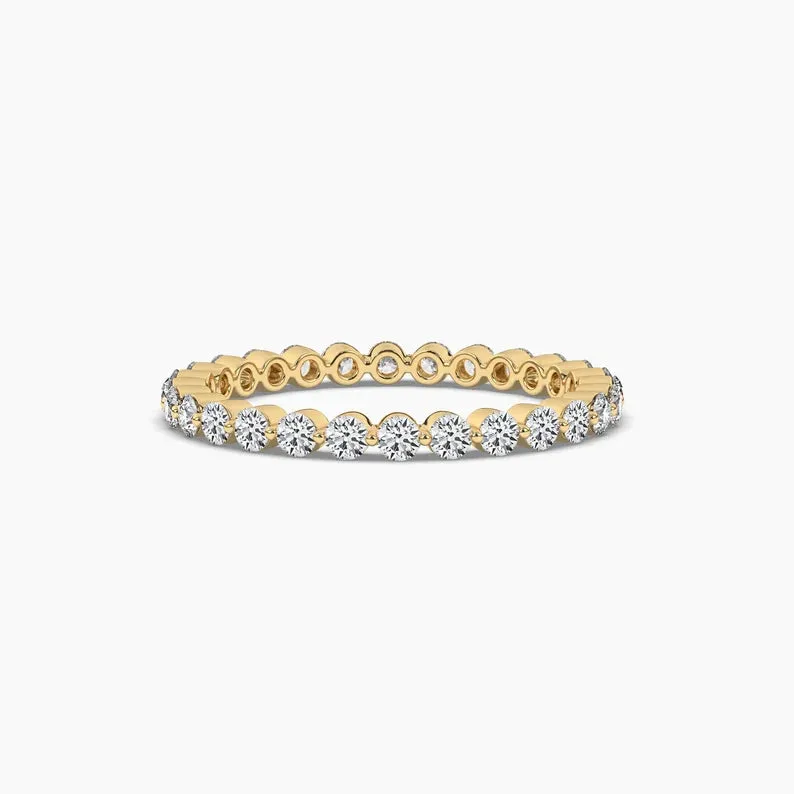 Floating Bubble Prong Set Moissanite Stackable Eternity Ring
