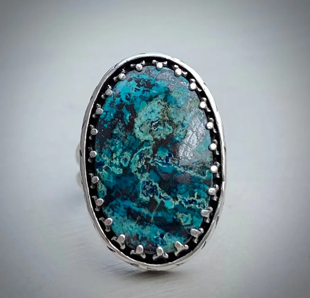 Floral Azurite Ring