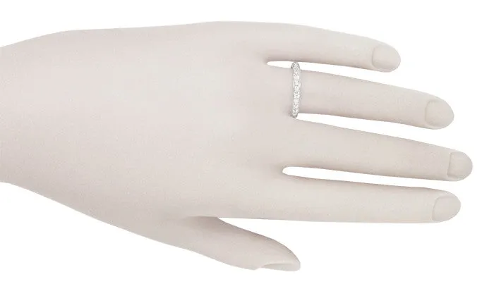 Flower of Love Engraved 18K White Gold Vintage Wedding Band - Size 7 - J.R. Wood Ring