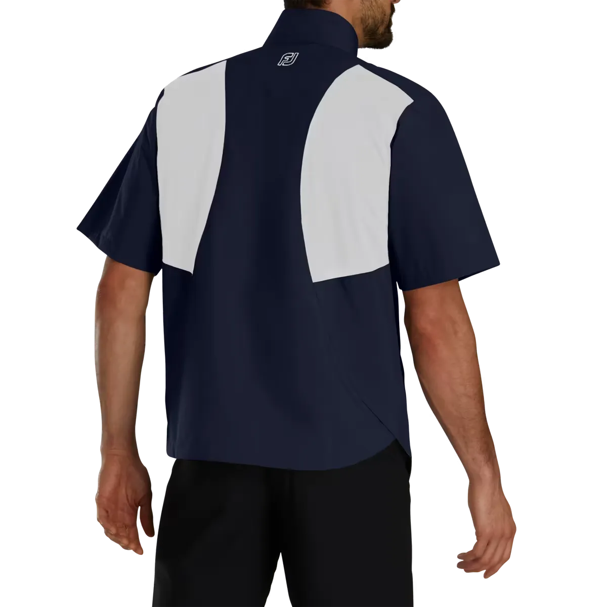 Footjoy Men's HydroLite X Short Sleeve Rain Shirt - NAVY / WHITE