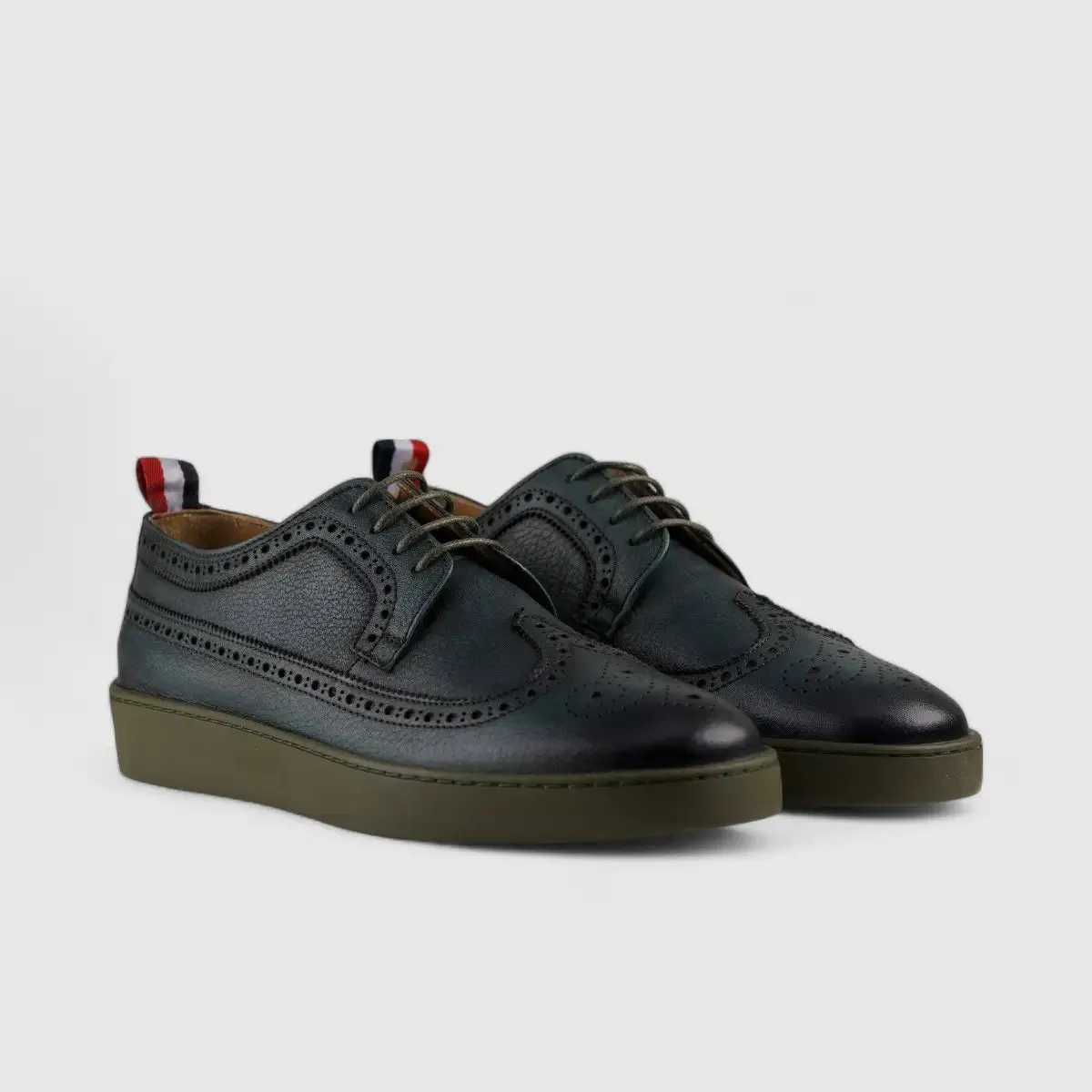 Formales Lace Up Leather Sneaker Olive 4346