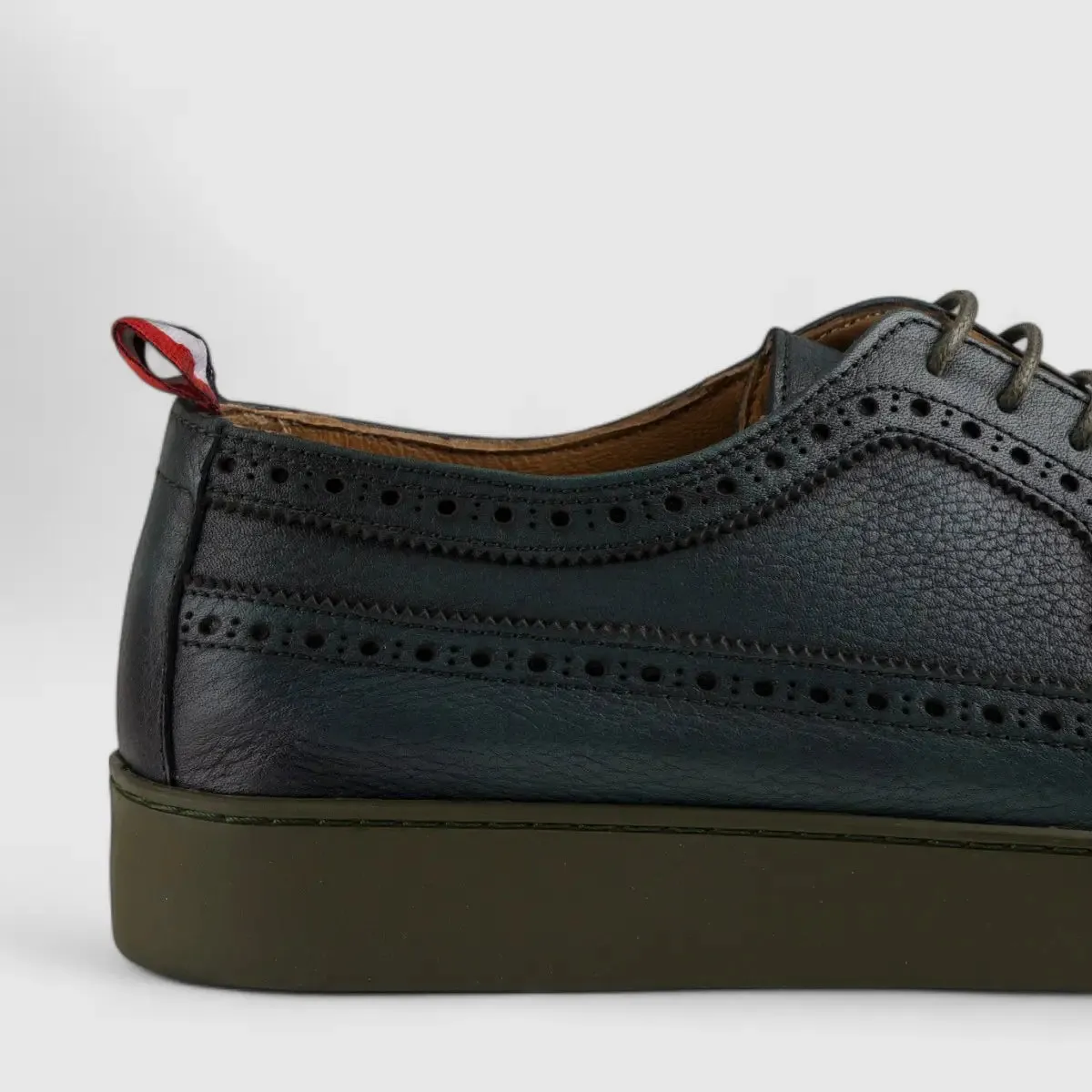 Formales Lace Up Leather Sneaker Olive 4346