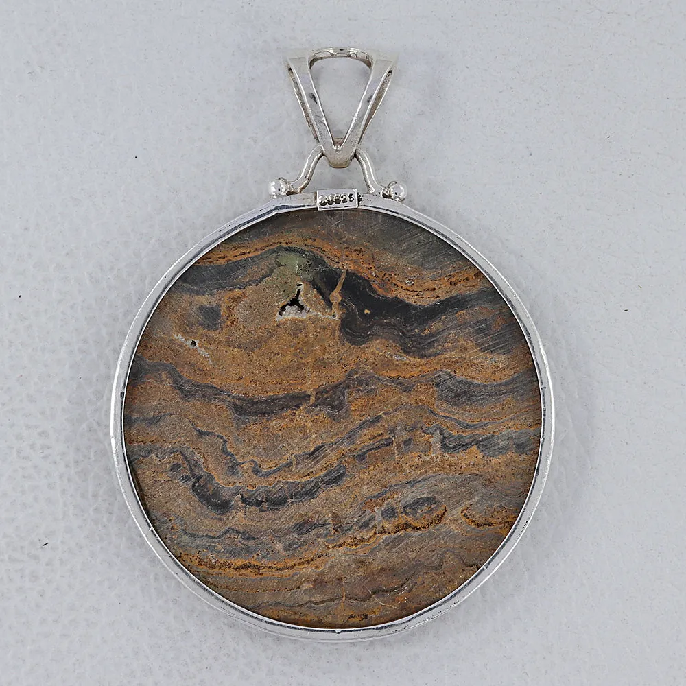 Fossilized Stromatolites Silver Pendant