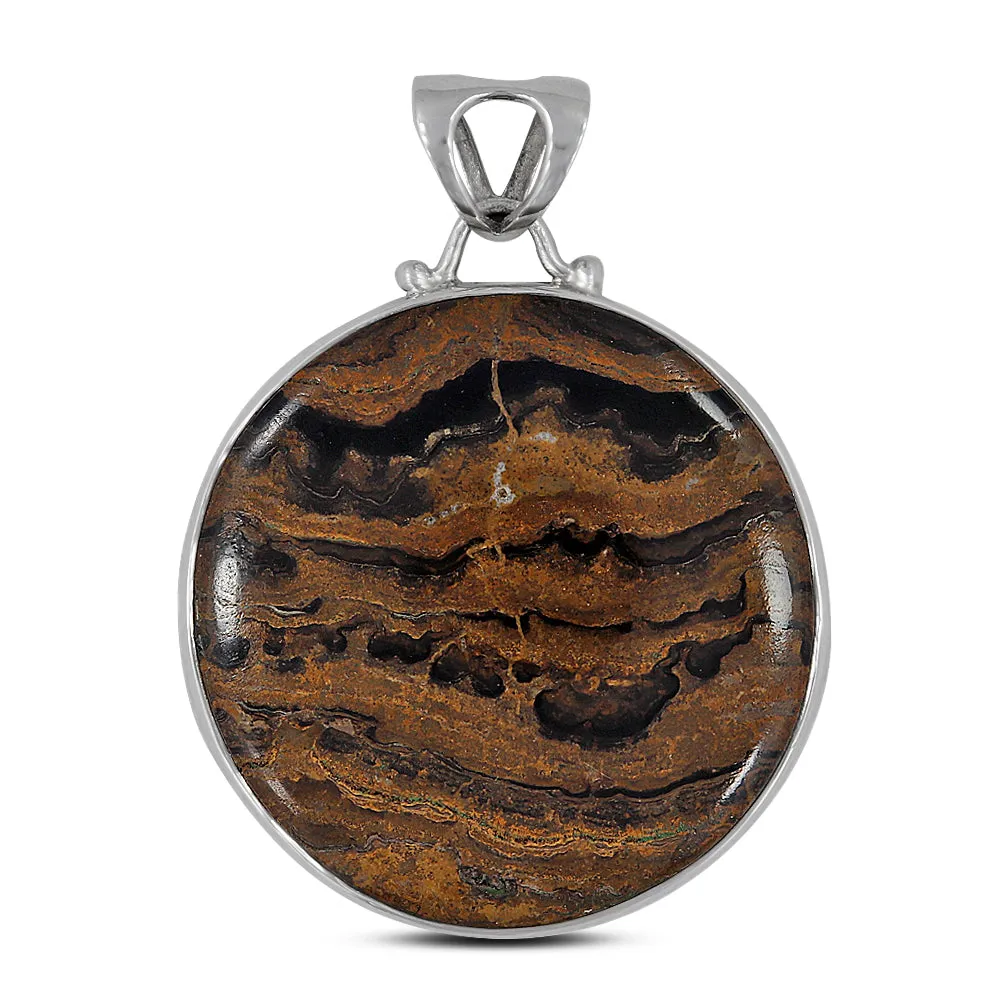 Fossilized Stromatolites Silver Pendant