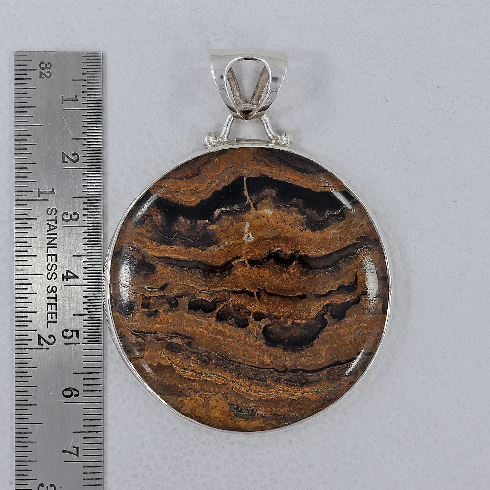Fossilized Stromatolites Silver Pendant