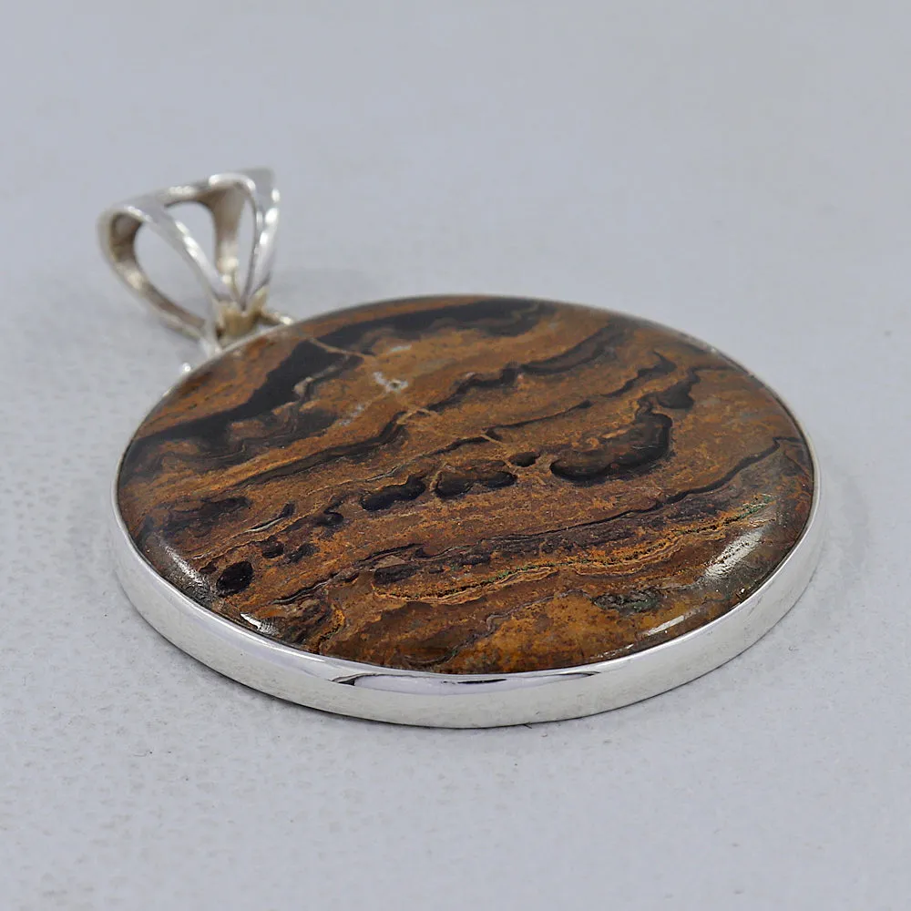 Fossilized Stromatolites Silver Pendant