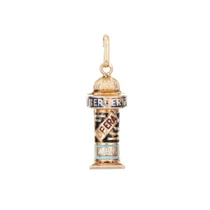 French News Kiosk Charm Enamel Vintage 18k Gold Fine Hallmarked Jewelry Paris