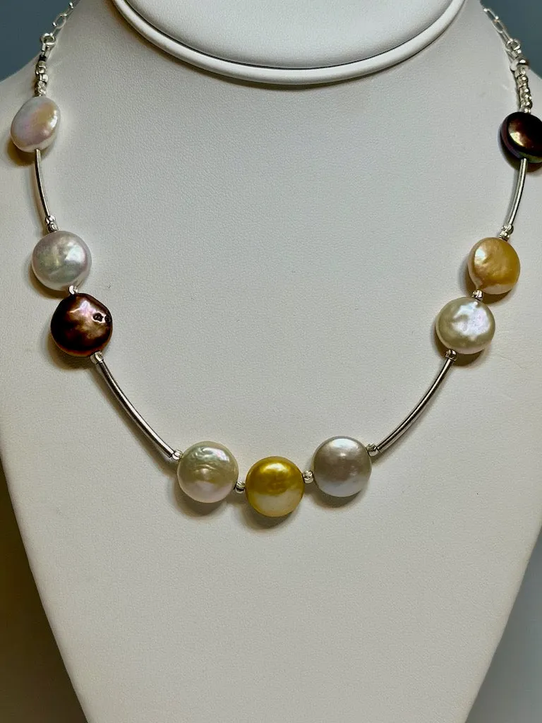 FRESH WATER PEARL AND STERLING SILVER NECKLACE  LCN521