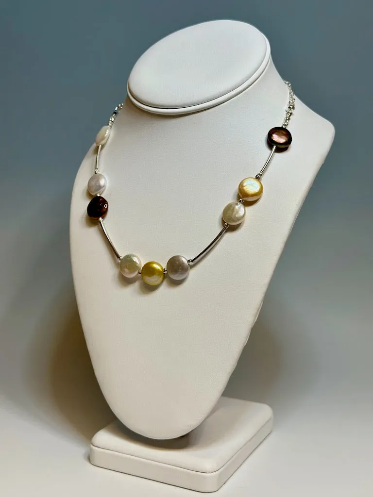 FRESH WATER PEARL AND STERLING SILVER NECKLACE  LCN521