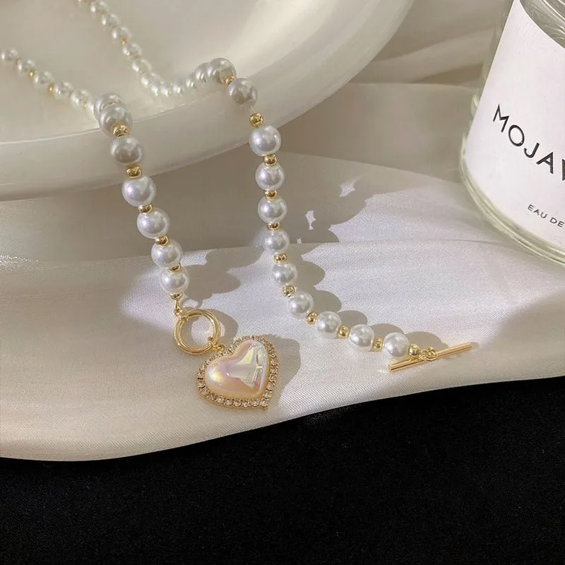 Freshwater Pearl Heart Pendent Necklace For Women Jewelry