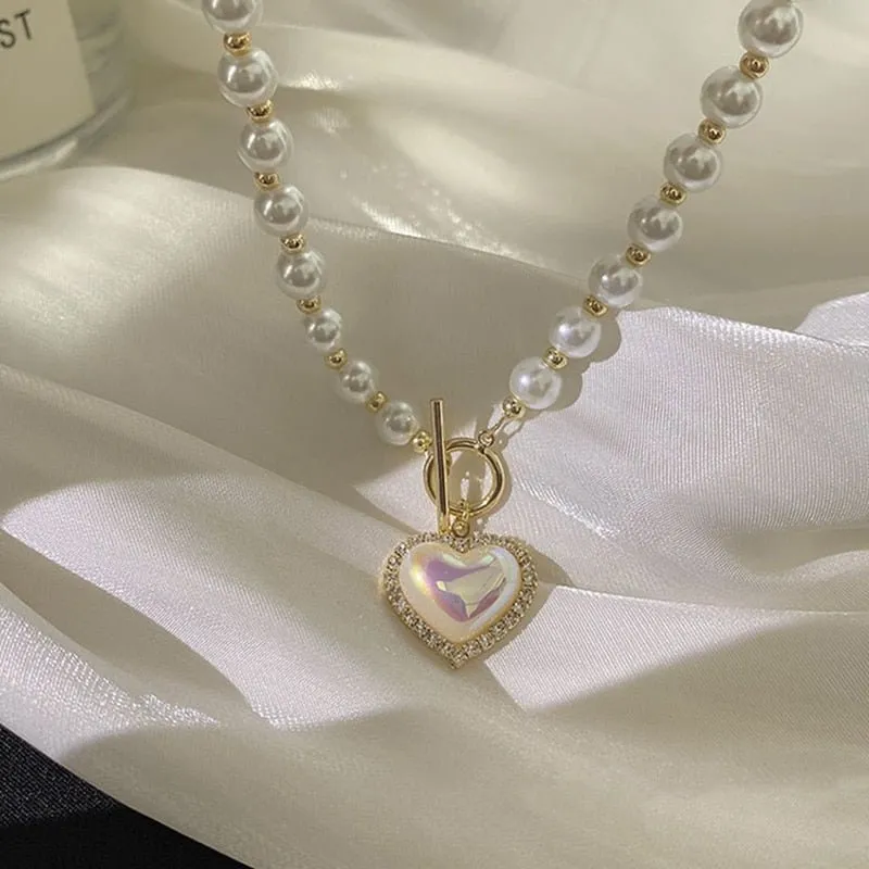 Freshwater Pearl Heart Pendent Necklace For Women Jewelry