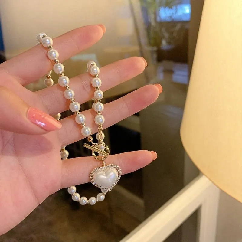 Freshwater Pearl Heart Pendent Necklace For Women Jewelry