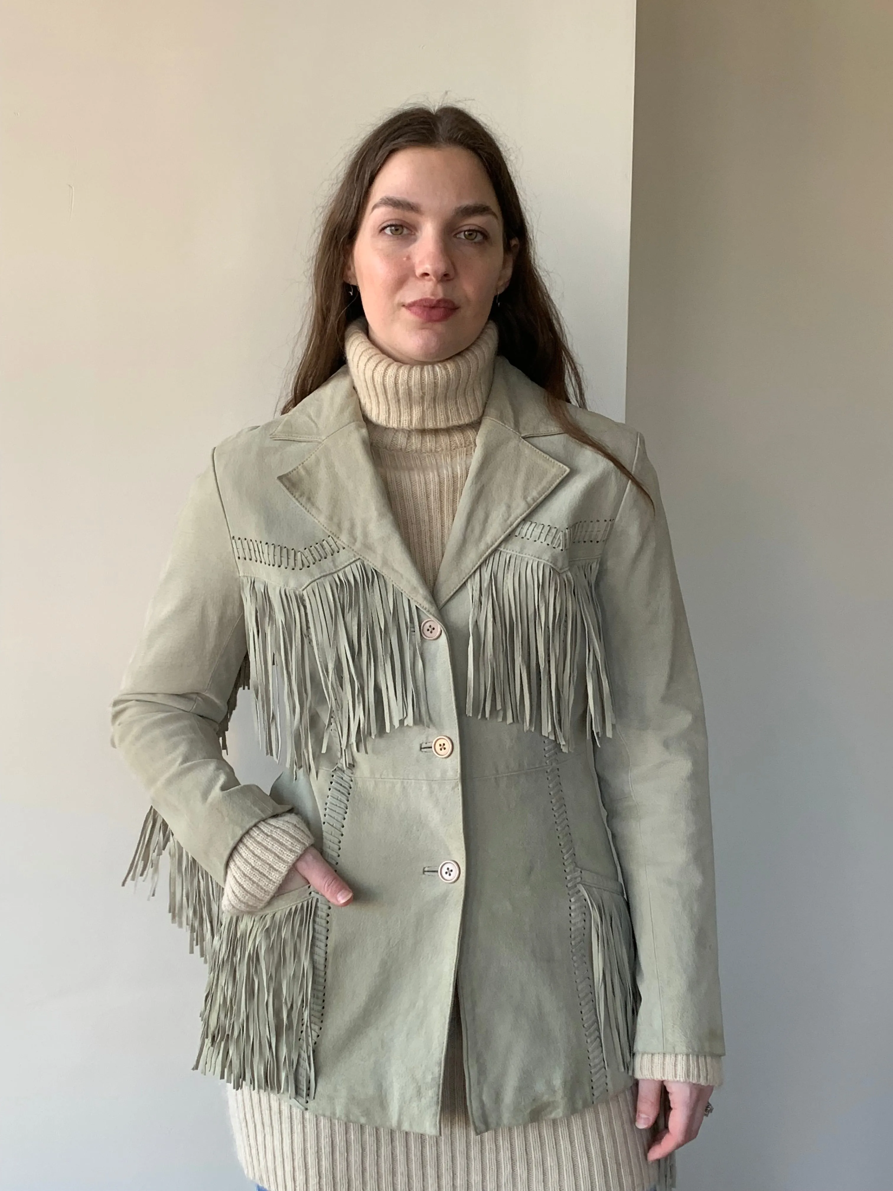 Fringe leather jacket