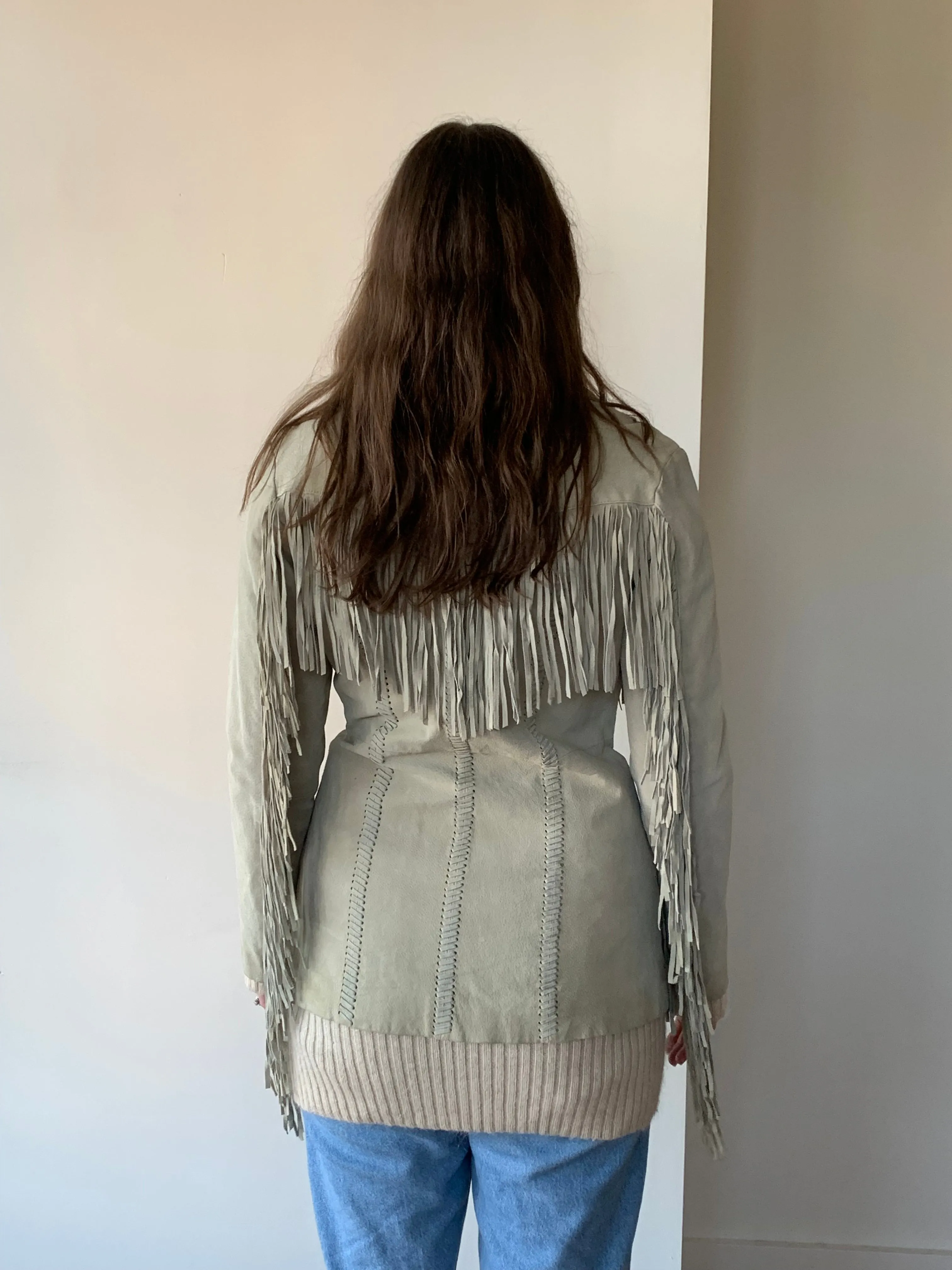 Fringe leather jacket