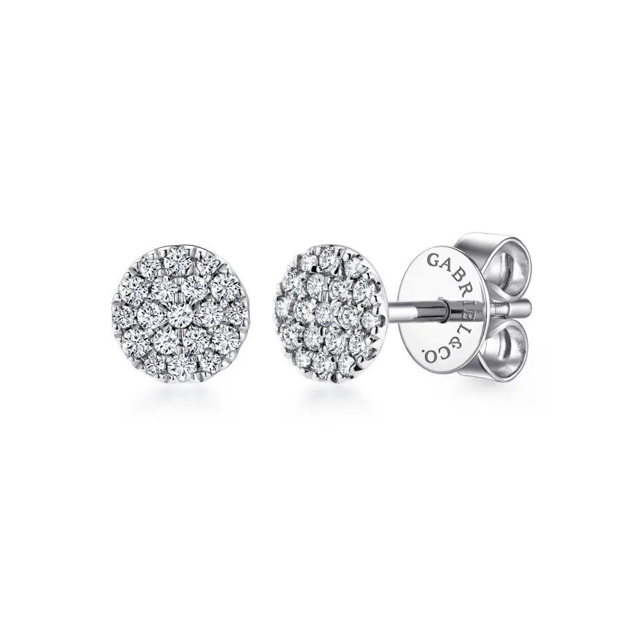 Gabriel & Co. - EG12967W45JJ - 14K White Gold Round Pave Diamond Stud Earrings