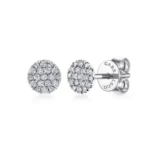 Gabriel & Co. - EG12967W45JJ - 14K White Gold Round Pave Diamond Stud Earrings