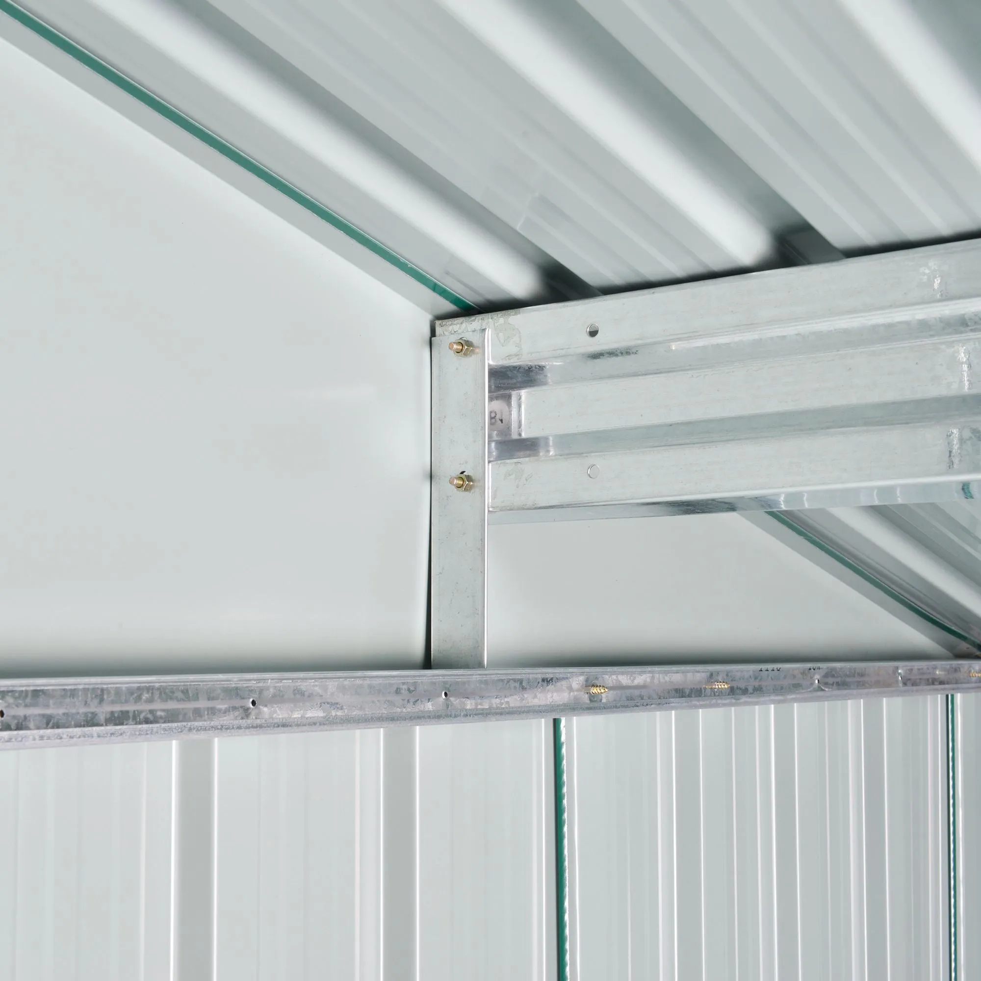 Galvanised 8 x 6' Sliding Double Door Apex Garden Shed With Ventilation Steel Green by Steadfast