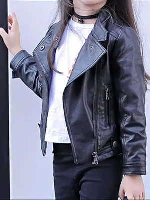 Girls Fall Synthetic Leather Jacket
