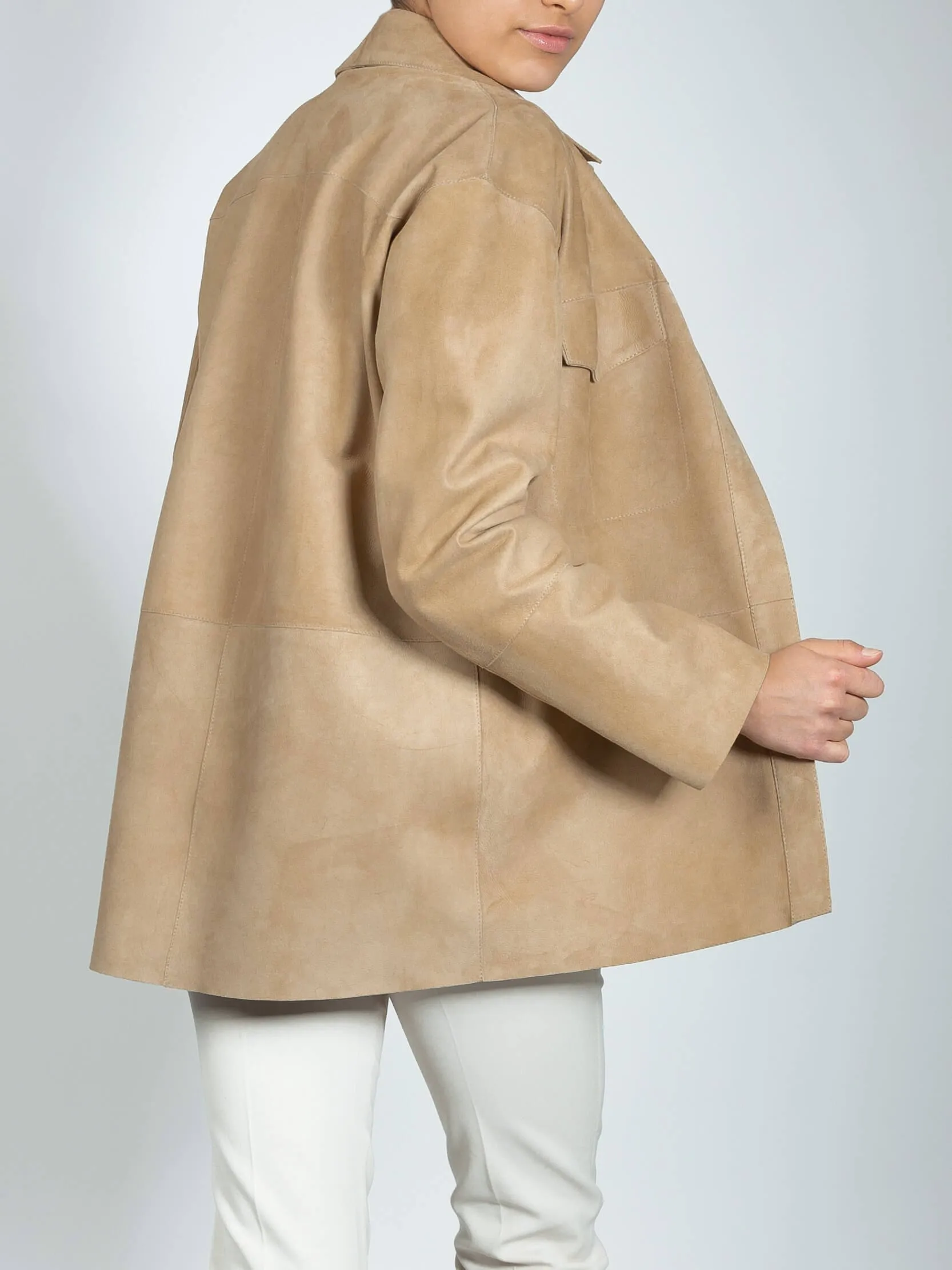 Giulia Reversible Italian Lambskin Suede Shirt Jacket
