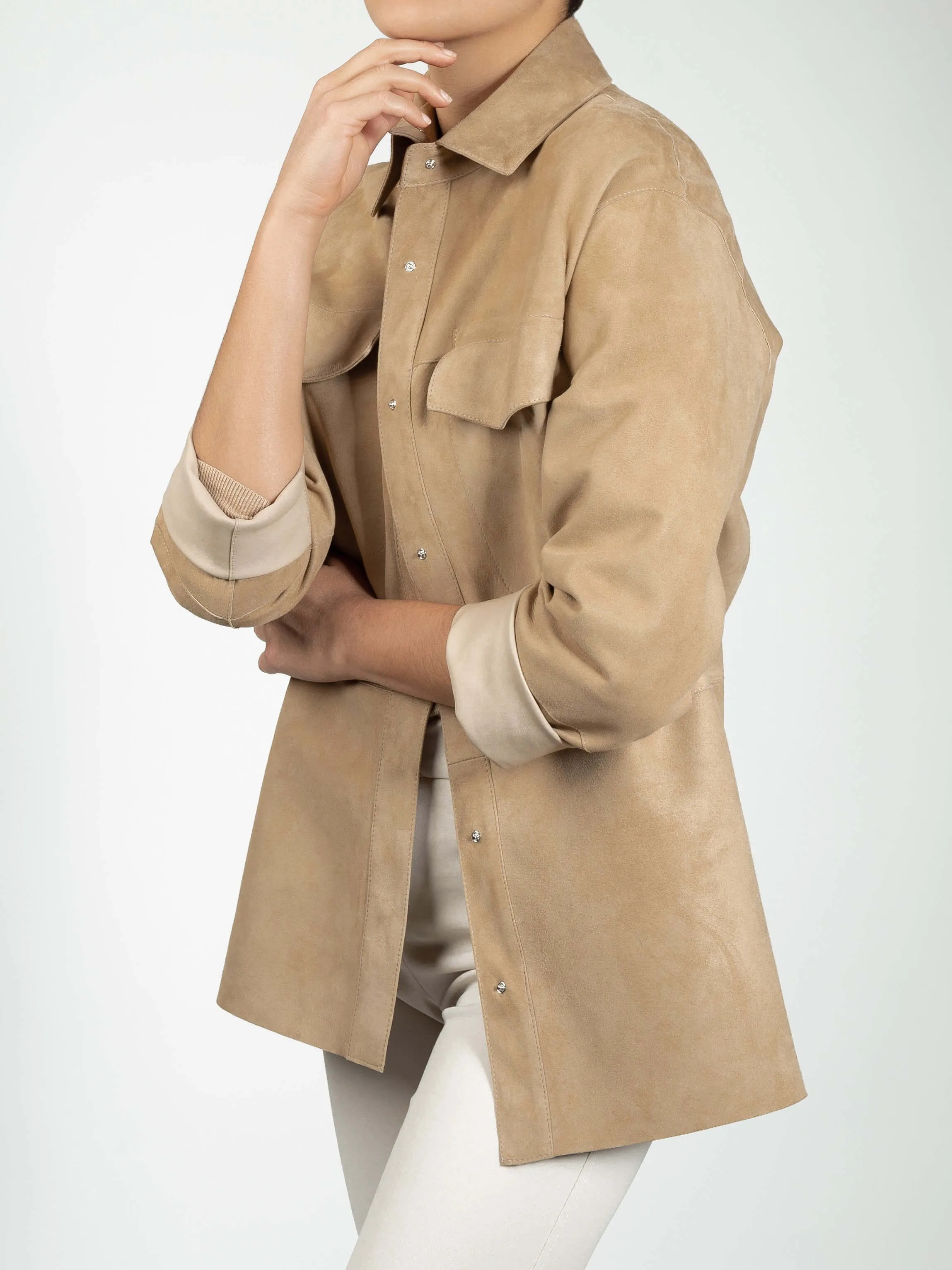 Giulia Reversible Italian Lambskin Suede Shirt Jacket