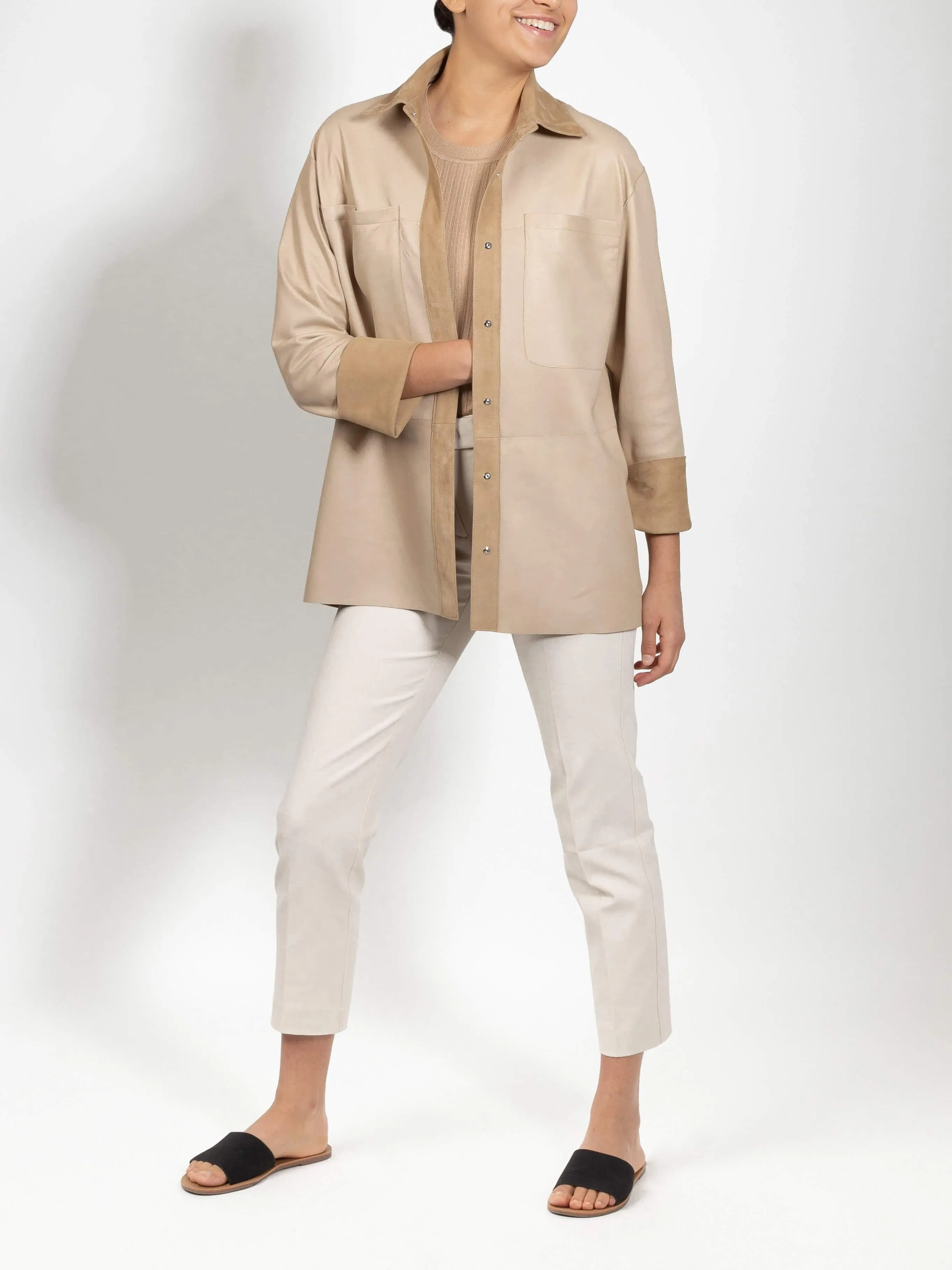 Giulia Reversible Italian Lambskin Suede Shirt Jacket