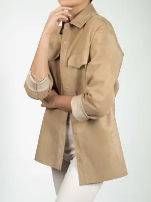 Giulia Reversible Italian Lambskin Suede Shirt Jacket