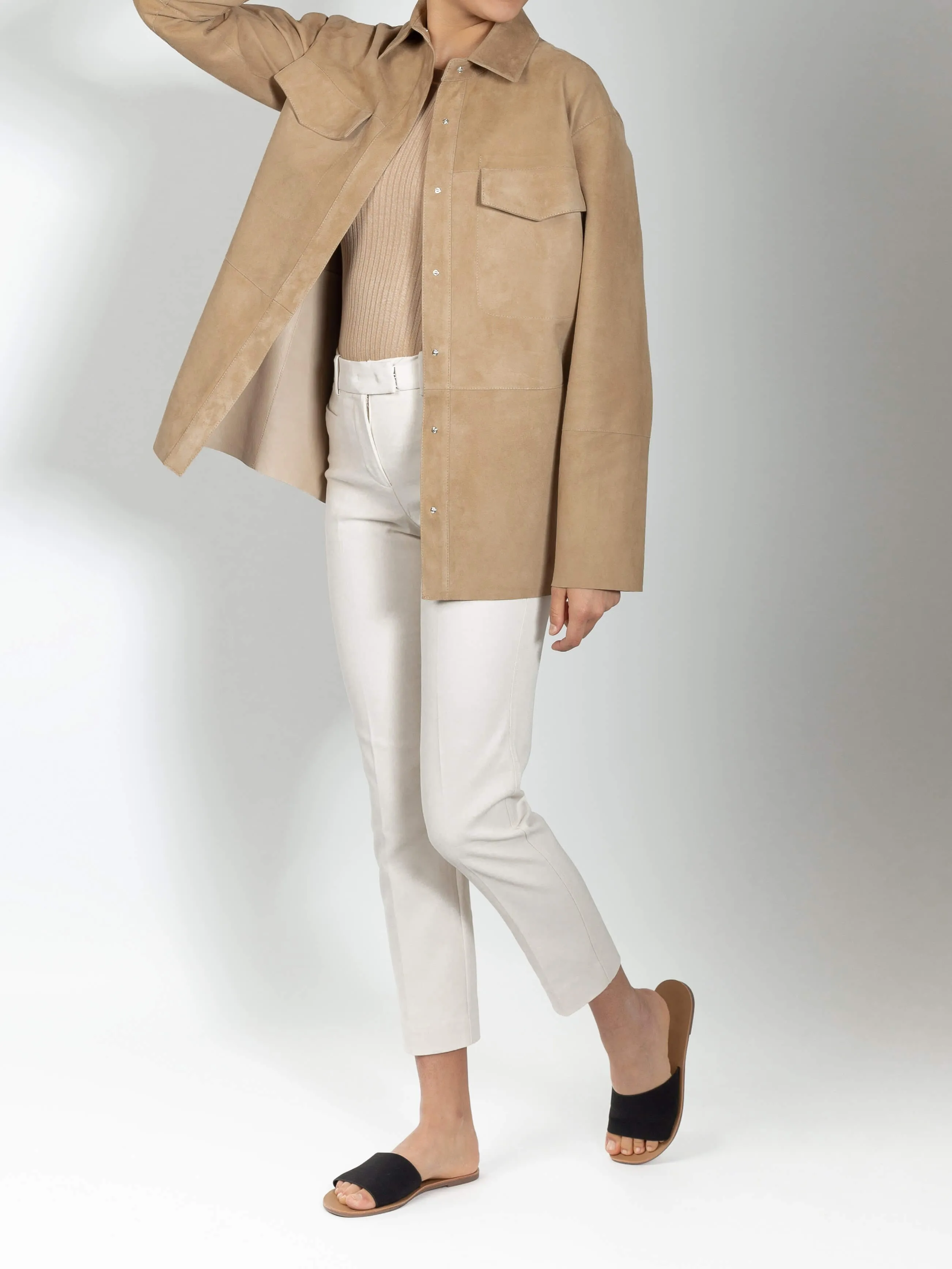 Giulia Reversible Italian Lambskin Suede Shirt Jacket
